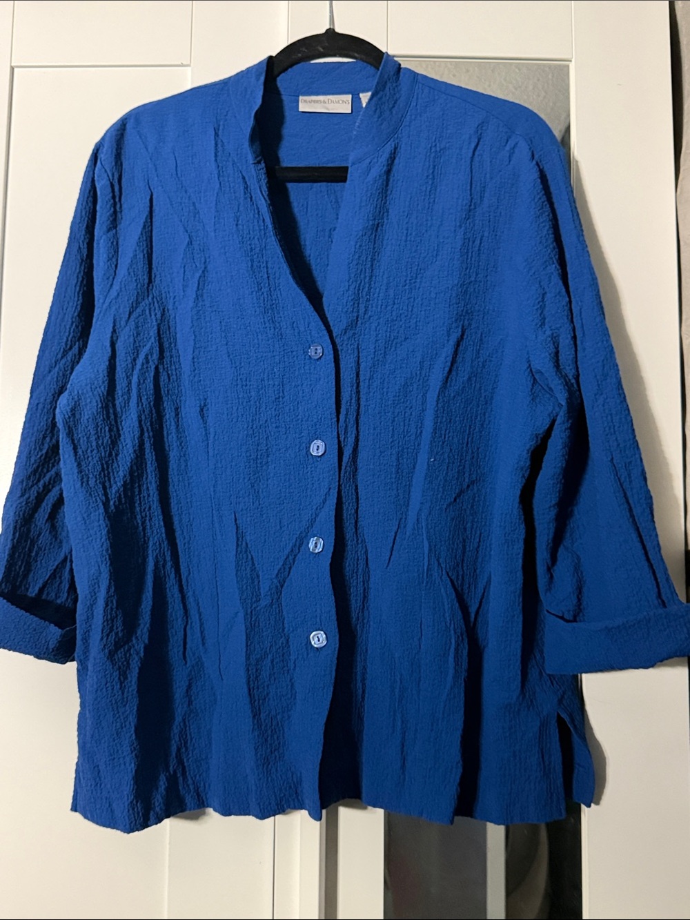 Eileen Fisher Cobalt Blue Textured Button-Front Shirt
